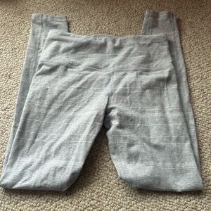 Athleta Heather Gray leggings with white stripes
